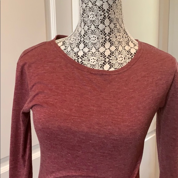 Burgundy long sleeve fitted dress - Picture 2 of 4